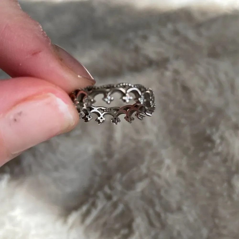 Sterling Silver Crown Ring Sz 5